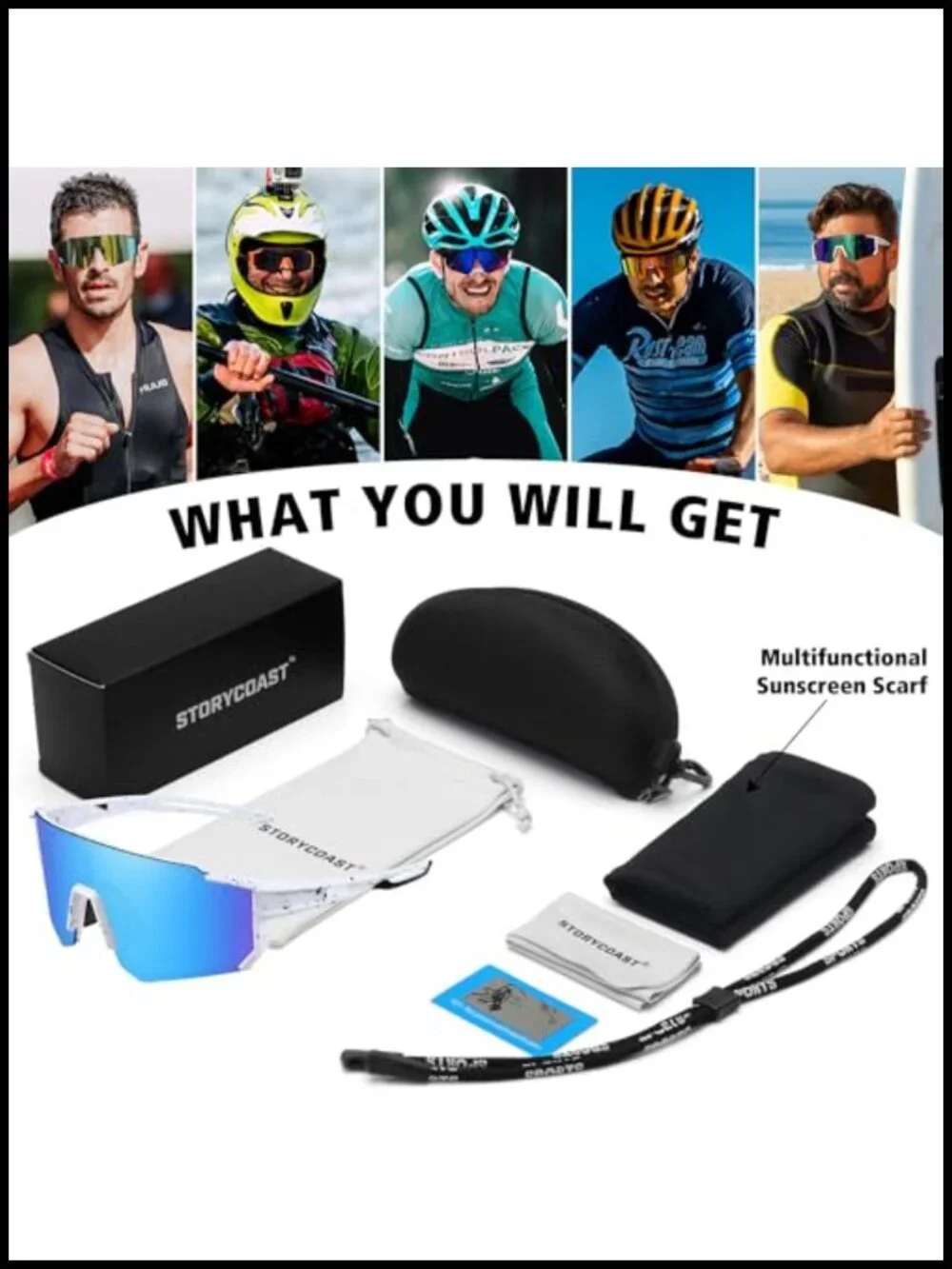 Polarized Sports Sunglasses UV400 Protection for Cycling Fishing Driving Men